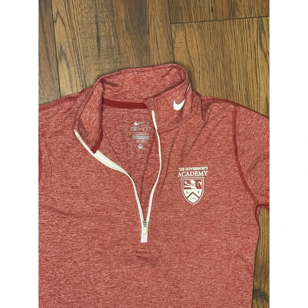 Nike Dri-FIT Womens Red Heathered Quarter Zip Pullover Governor's Academy XS